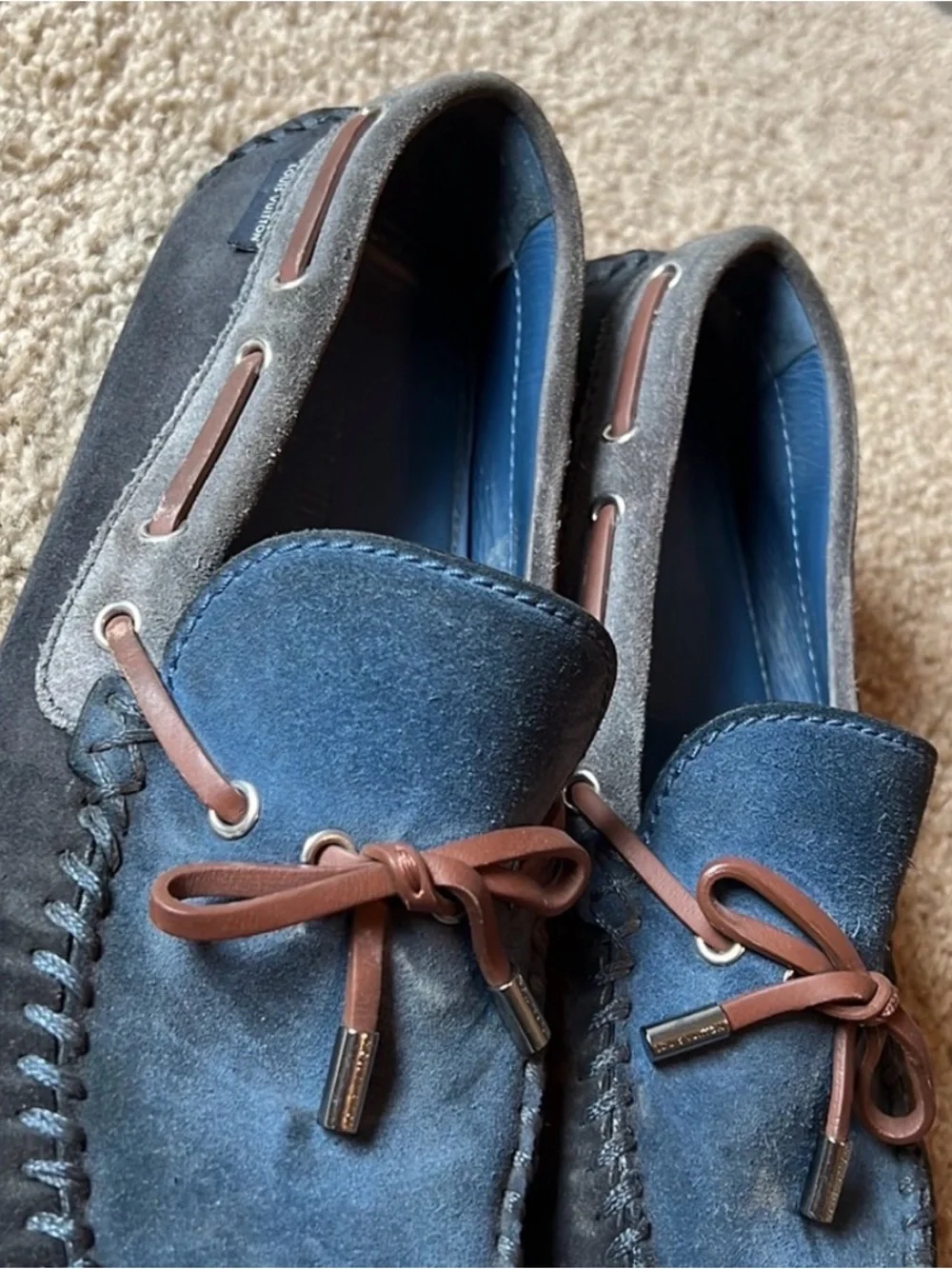 Louis Vuitton Men’s Blue Suede Loafers size 9.5 10.5 USA